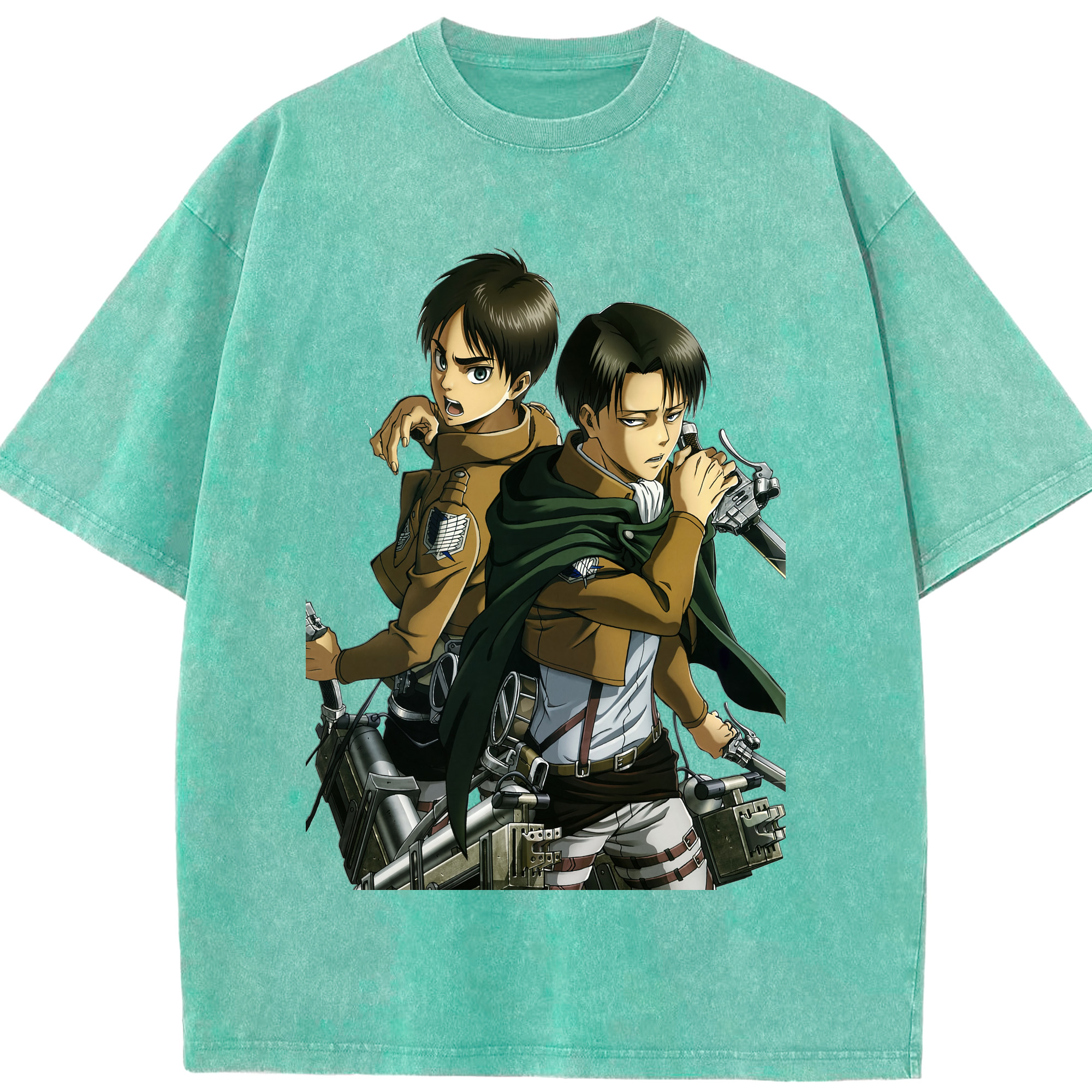 （画像用） 進撃の巨人 リヴァイ·アッカーマン Attack on Titan Levi Ackerman 綿100% ヴィンテージ風 半袖Tシャツ（フロントプリント）